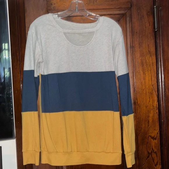 Blue and Yellow long sleeve top, Medium - Picture 2 of 3